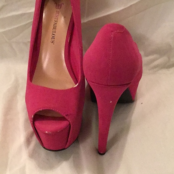 Hot Pink Peep-toe Heel; JustFab Suri 8 - Picture 3 of 7